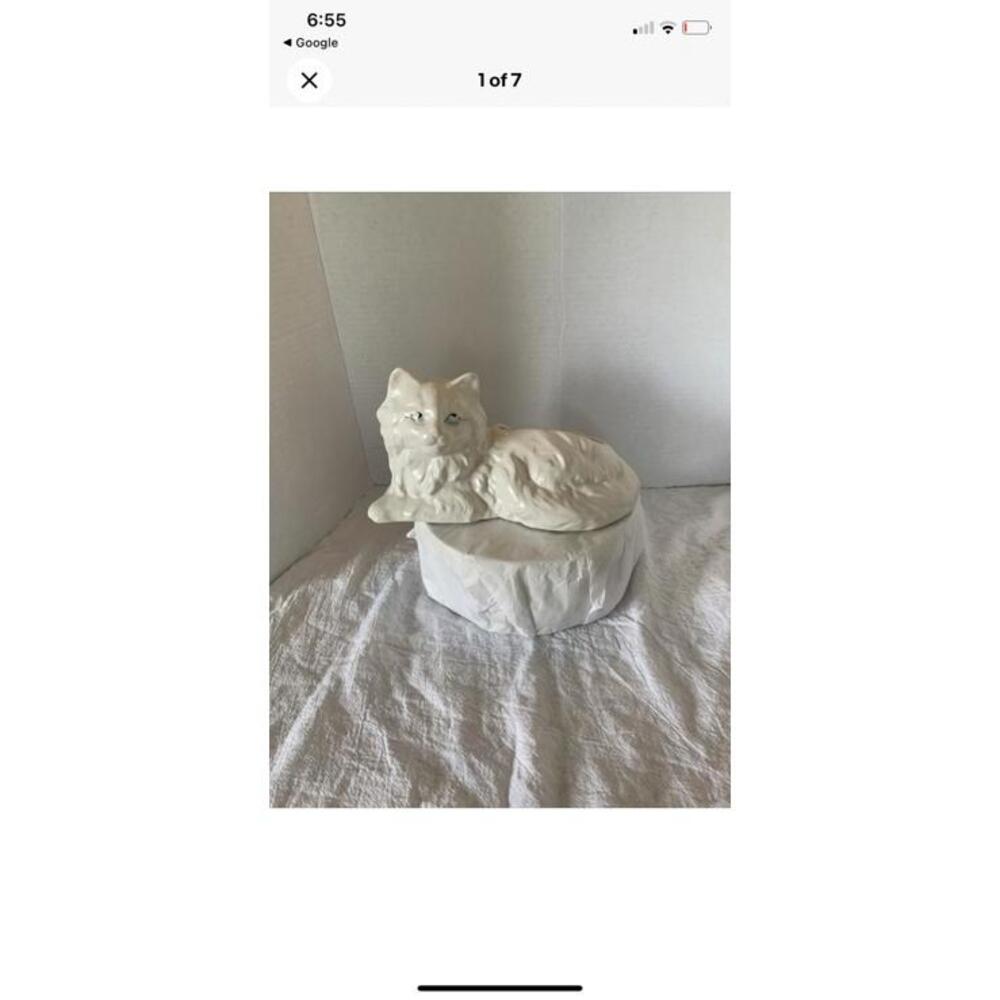White Ceramic Cat Figurine